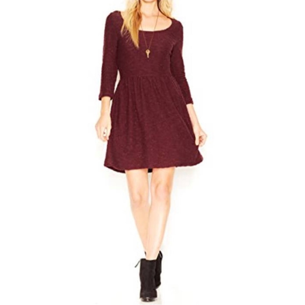 Maison Jules Fit Flare Dress Metallic Burgundy Medium christmas‎